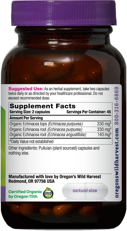 Oregon's Wild Harvest Echinacea Organic Herbal Supplement, 90 Count Gsupps Australia