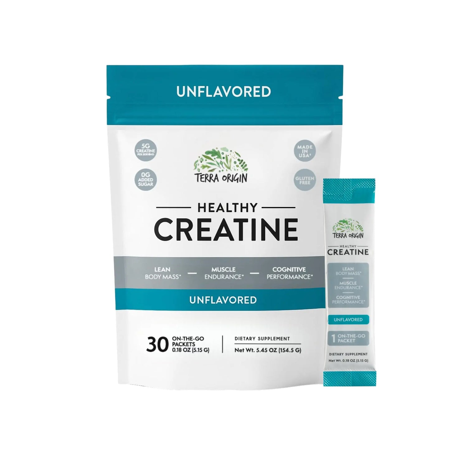 TERRA ORIGIN Healthy Creatine Micronized Monohydrate Powder | 30 Stick Packs | Support for Muscle and Cognitive Performance* | Supplement for Women and Men TERRA ORIGIN