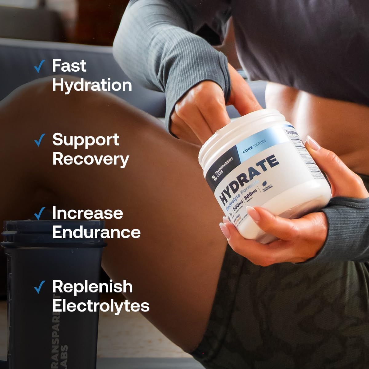 Transparent Labs Lean Pre-Workout (30 Servings, Strawberry Lemonade) & Hydrate Electrolytes Powder (40 Servings, Tropical Punch)