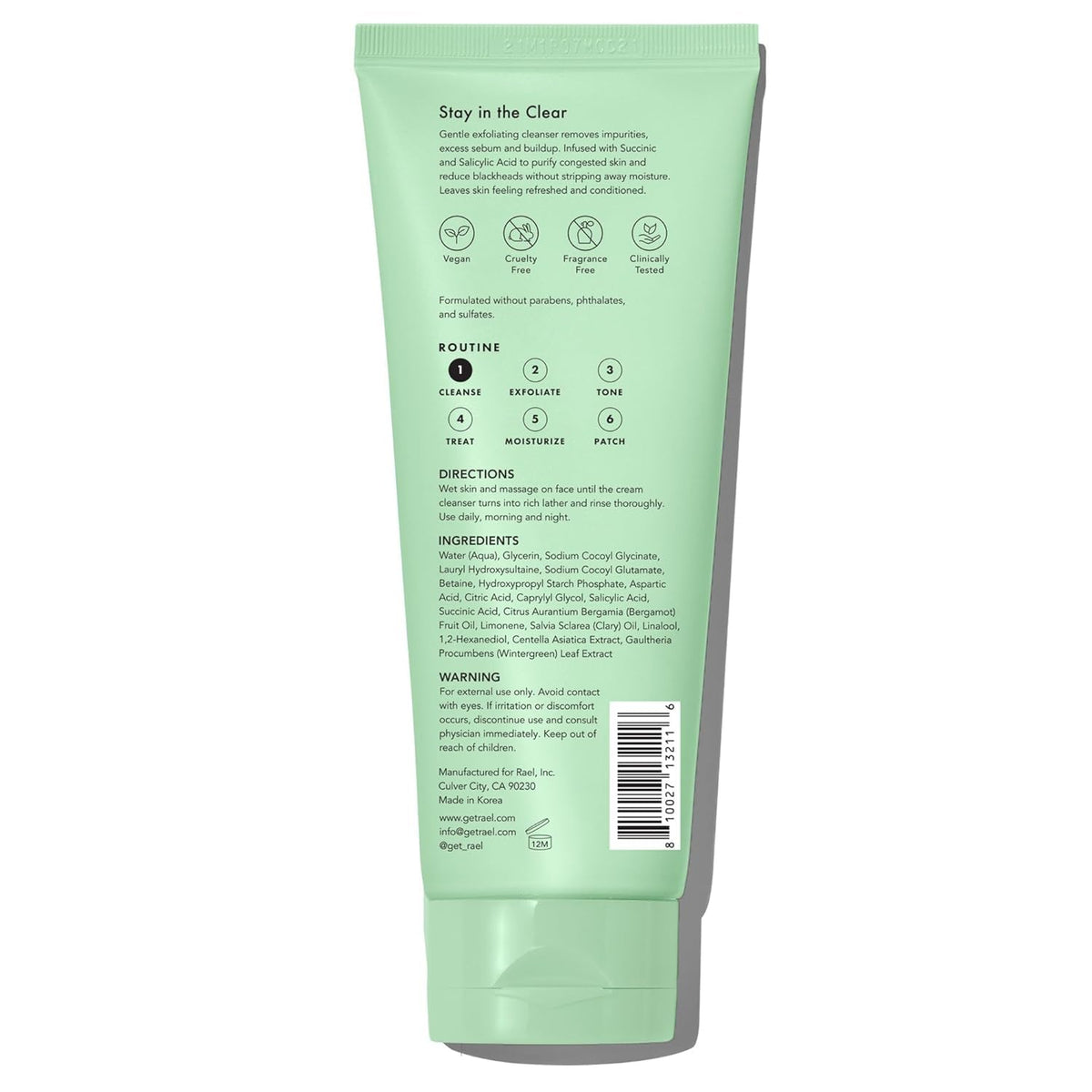 Rael Miracle Clear Facial Cleanser Face Wash (Exfoliating Cleanser, 5.1 oz) Rael