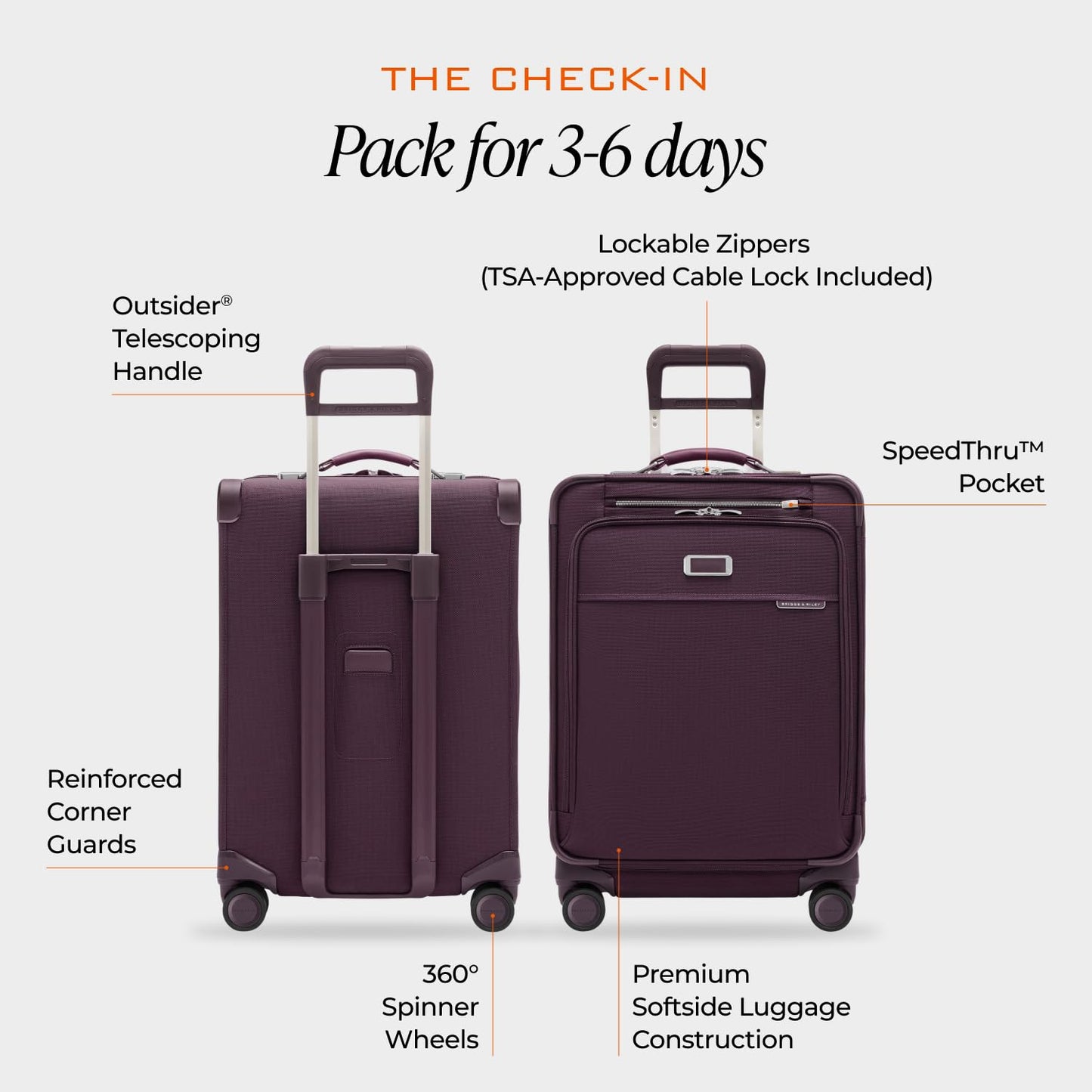 Briggs & Riley Essential 22" Carry On Expandable Spinner - Luggage for Travel, Suitcases with Wheels, Softside Rolling Bag for Men & Women, Self-Repairing Zipper - Baseline Collection, Black Gsupps Australia