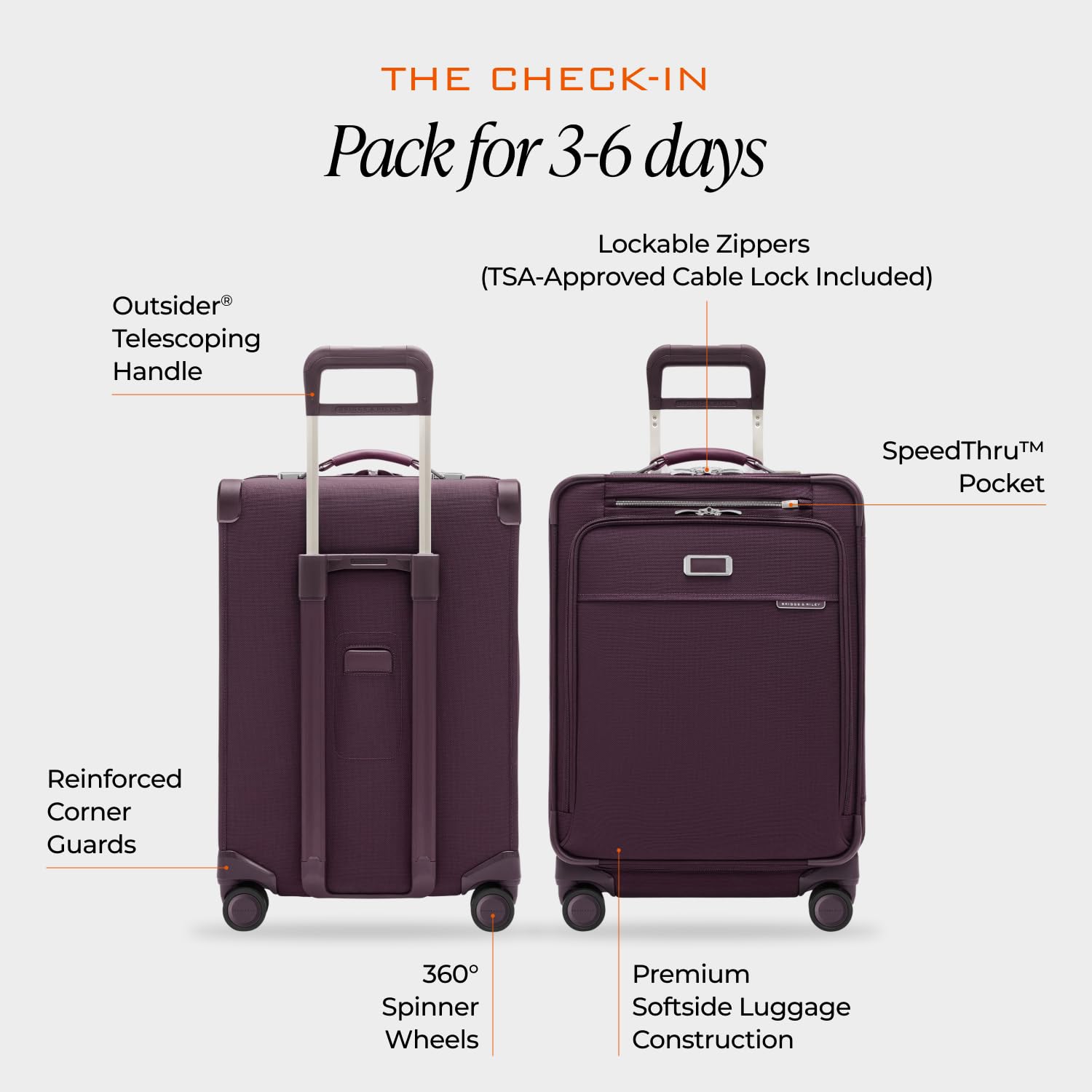 Briggs & Riley Essential 22" Carry On Expandable Spinner - Luggage for Travel, Suitcases with Wheels, Softside Rolling Bag for Men & Women, Self-Repairing Zipper - Baseline Collection, Black Gsupps Australia