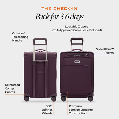 Briggs & Riley Essential 22" Carry On Expandable Spinner - Luggage for Travel, Suitcases with Wheels, Softside Rolling Bag for Men & Women, Self-Repairing Zipper - Baseline Collection, Black Gsupps Australia