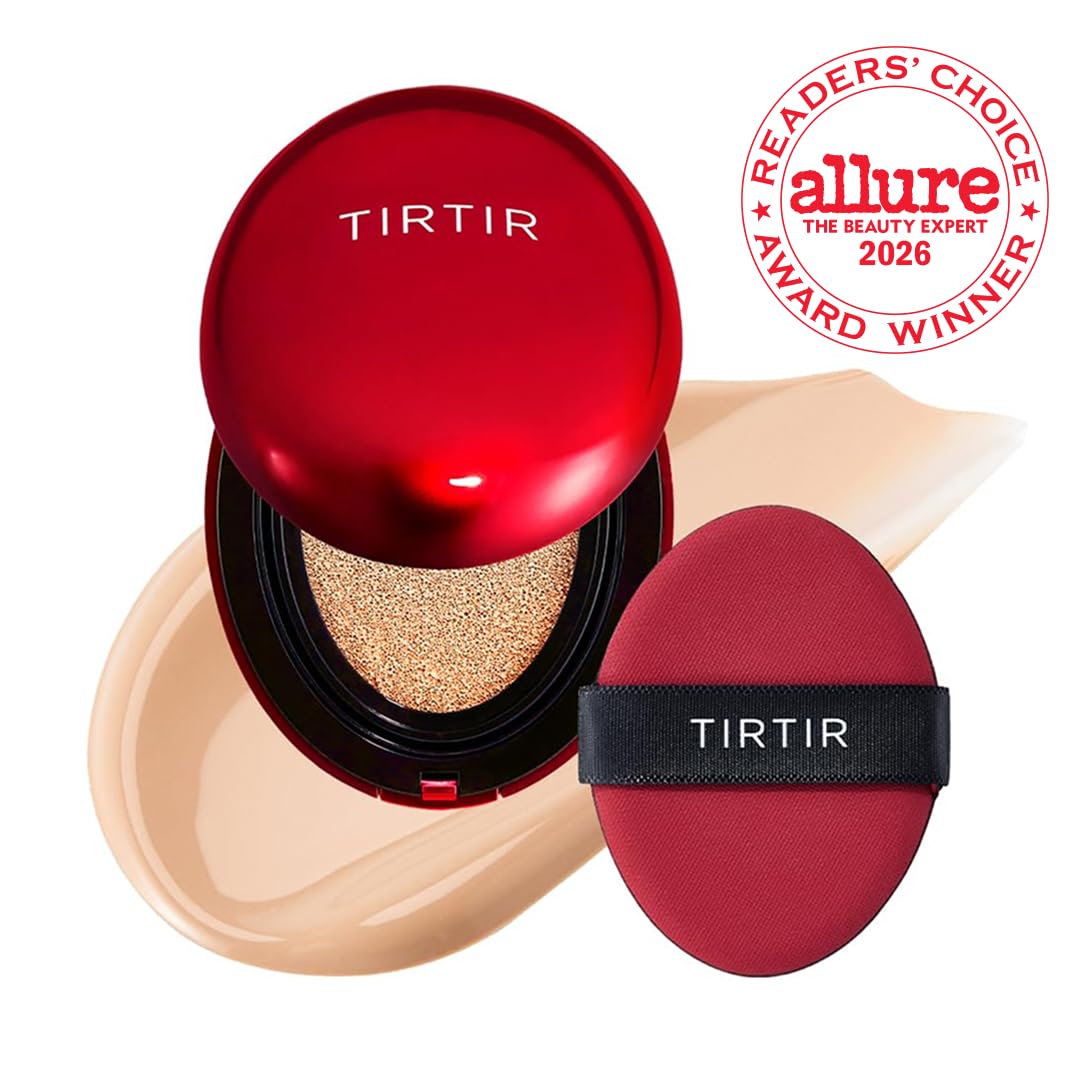TIRTIR Mask Fit Red Cushion Foundation | Full coverage, Weightless, Skin fit, Satin Glow Finish, Korean Makeup BB Foundation, beauty, Tattoo cover up, Buildable (#21N Ivory, 0.63 Fl Oz) TIRTIR