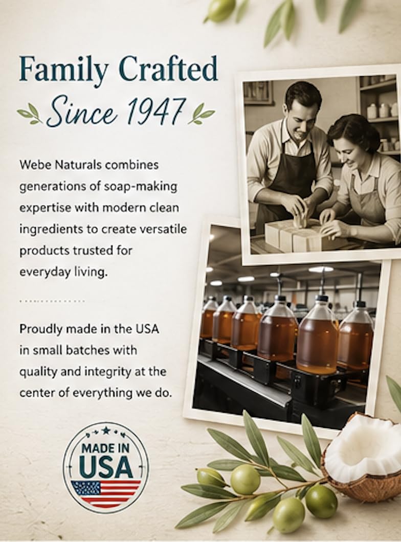 WEBE Naturals Pure Unscented Castile Soap Refill, 64 Oz WEBE