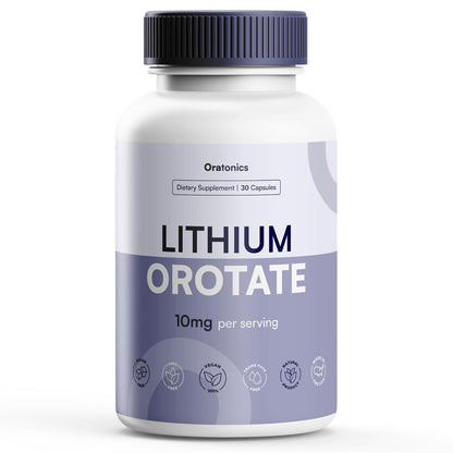 Oratonics Lithium Orotate 10mg – Trace Mineral Lithium Supplement for Daily Balance & Cognitive Clarity – Low-Dose, Highly Absorbable Formula – Vegan ORATONICS