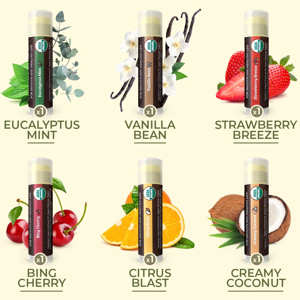 Earth's Daughter Organic Lip Balm - Moisturizing 6-Pack Earth's Daughter