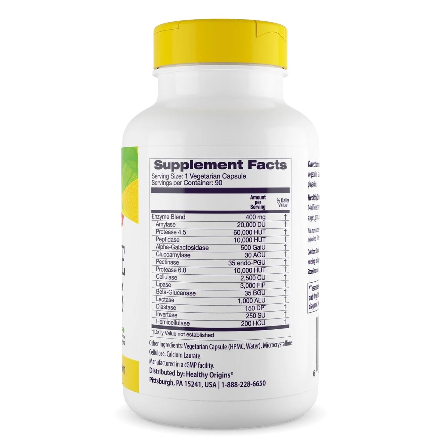 Healthy Origins Digestive Enzymes, 90 Veggie Capsules - Broad Spectrum, Multi-Enzyme Blend with Protease, Amylase & Lipase - Supports GI Comfort, Healthy Origins