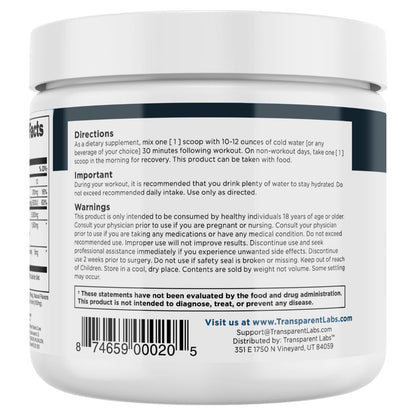 Transparent Labs Creatine HMB - Creatine Monohydrate Powder with HMB for Muscle Growth, Increased Strength, Enhanced Energy Output, and Improved Athletic Performance - 30 Servings, Unflavored