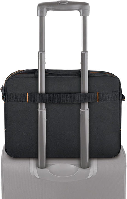 Solo New York Briefcase - 13.3" Laptop Carrying Bag for Women & Men, Brief for Travel & Work - Ace Slim, Black & Orange Gsupps Australia