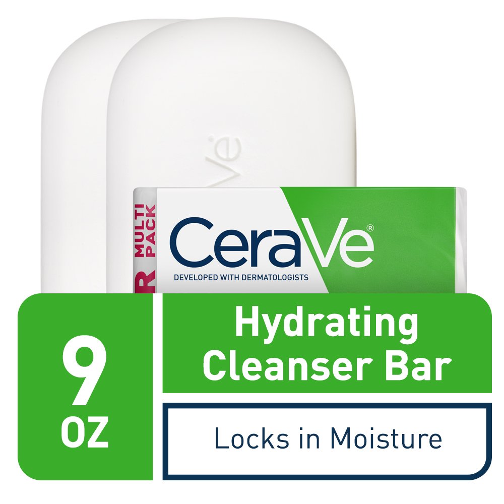 CeraVe Hydrating Cleanser Bar, Soap-Free Face & Body Cleanser, 2-Pack CeraVe