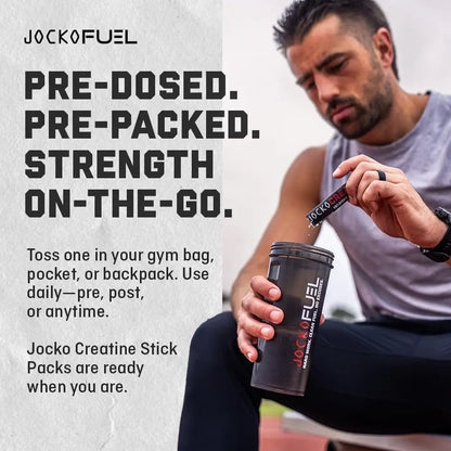 Jocko Fuel Creatine Monohydrate Stick Packs - Pure Micronized Travel Size Powders for Men & Women, Supports Muscle Growth, Strength, Recovery & Cognition, Jocko Fuel