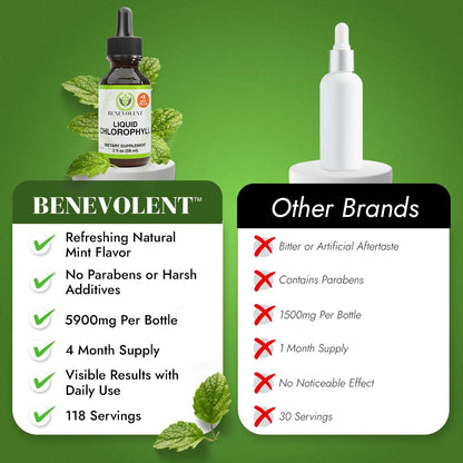 Benevolent Nourishment Chlorophyll Supplement, Detox & Immune Support, Internal Deodorizer, Liquid Drops Benevolent Nourishment