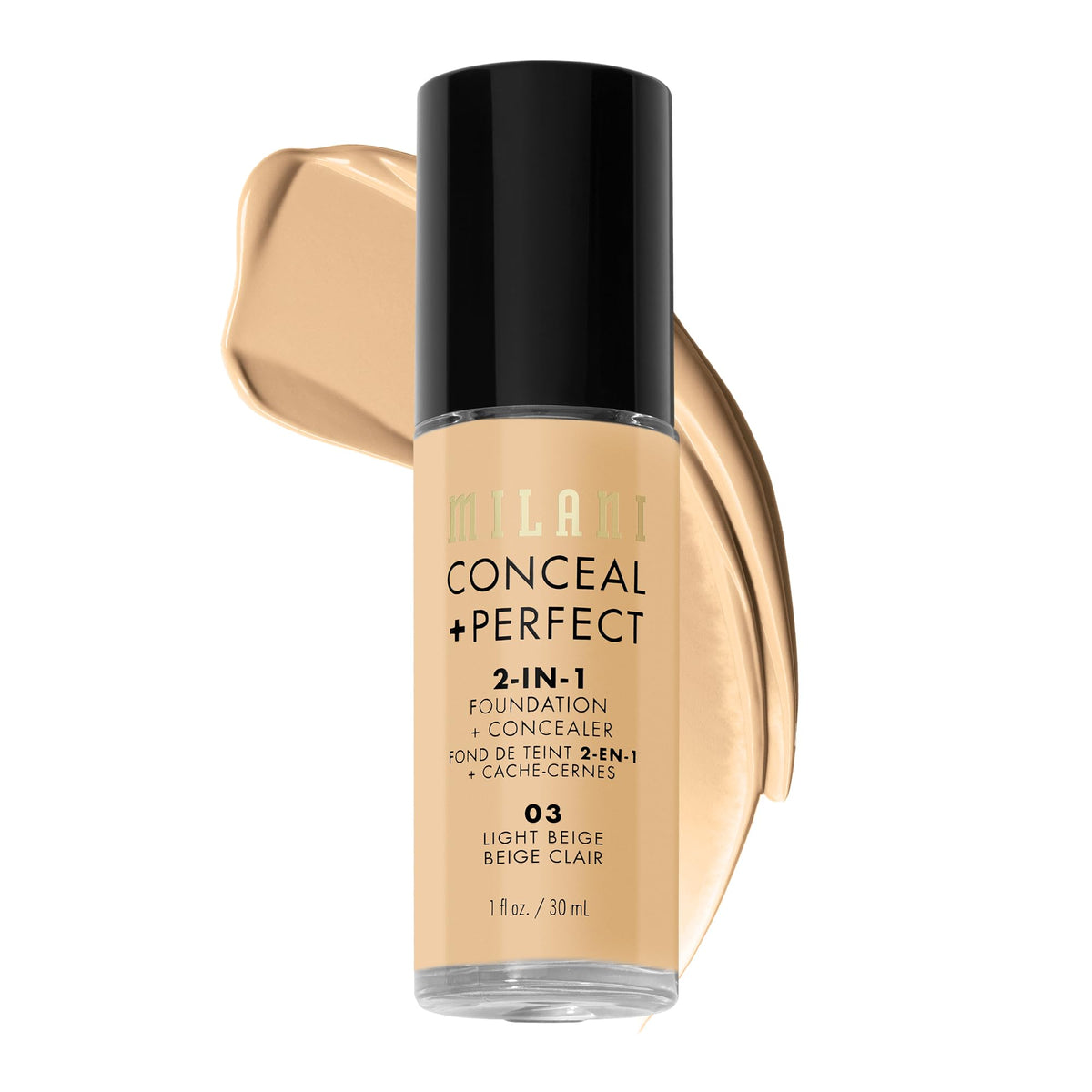 Milani Conceal + Perfect Liquid Foundation Makeup - Light Beige, 1 Fl. Oz Milani