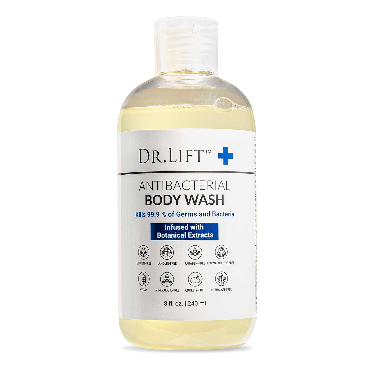 Dr. Lift Antibacterial Body Wash, Lemon, Spirulina, Vegan, 8 Fl Oz DR. LIFT