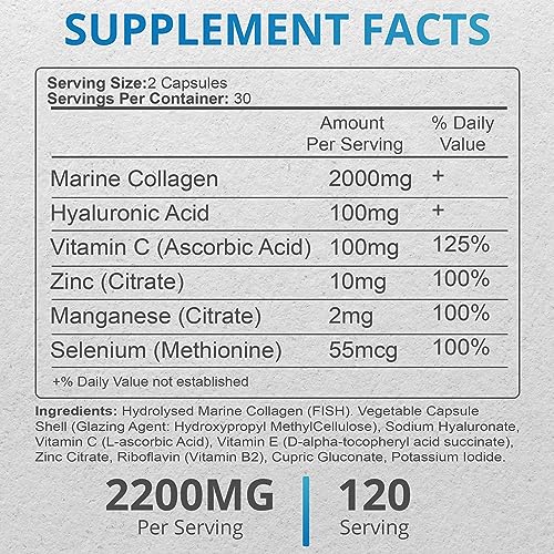 Applied vitamin Marine Collagen Capsules 2000mg-Enhance with Hyaluronic Acid, Zinc, Vitamin C & Biotin 120 Applied Vitamin buy australia supplements
