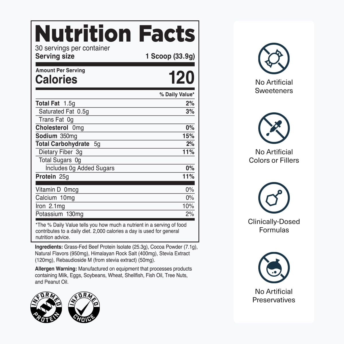 Transparent Labs Grass-Fed Beef Isolate Protein Powder – Naturally Flavored, Dairy-Free Protein with 25g of Protein per Serving for Increased Recovery & Strength - 30 Servings, Chocolate Peanut Butter