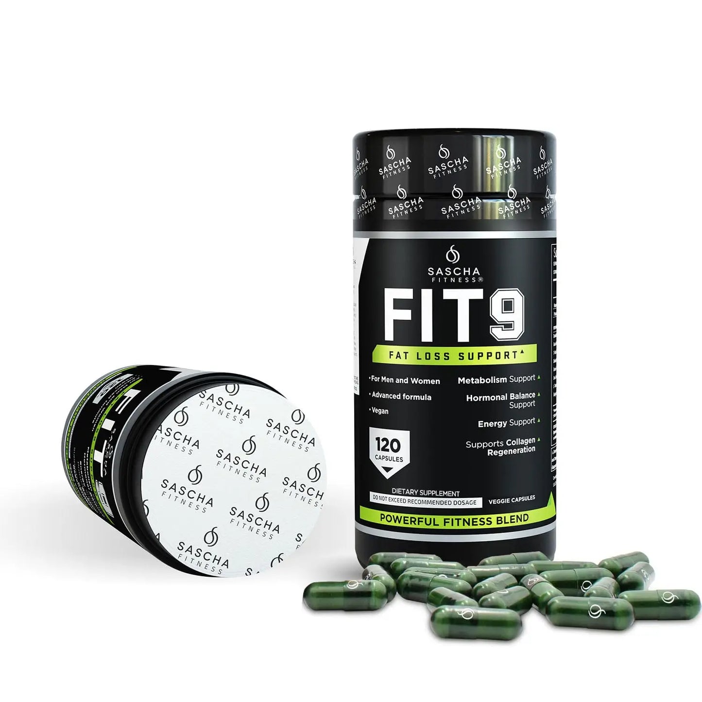 Sascha Fitness Fat Loss pills | Collagen support | Fluid Balance | FIT9 Ingredients: 7Keto + Uva Ursi, Gotu Kola, L-Theanine,Gingko Biloba,DIM,Green Tea | Weight Loss Supplements-Vegan-120 Natural Cap SASCHA FITNESS