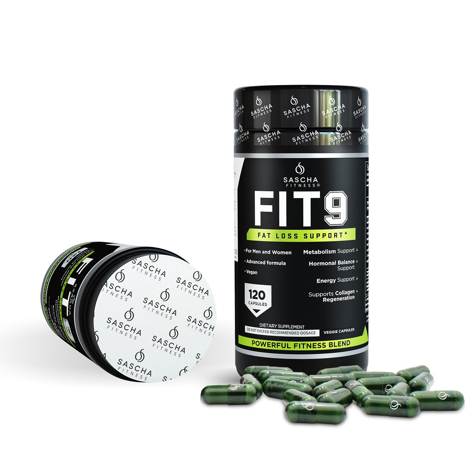 Sascha Fitness Fat Loss pills | Collagen support | Fluid Balance | FIT9 Ingredients: 7Keto + Uva Ursi, Gotu Kola, L-Theanine,Gingko Biloba,DIM,Green Tea | Weight Loss Supplements-Vegan-120 Natural Cap SASCHA FITNESS buy australia supplements