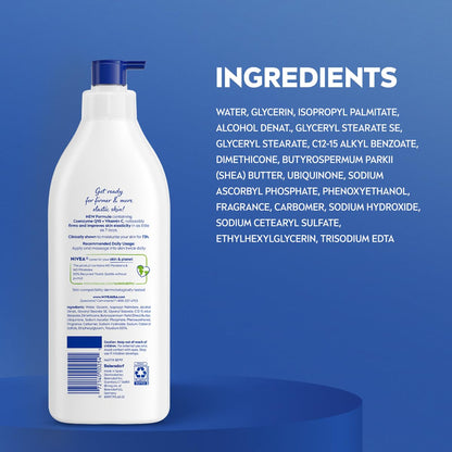 NIVEA Sheer Hydration Skin Firming Body Lotion, Q10 & Vitamin C, 16.9 Fl Oz NIVEA