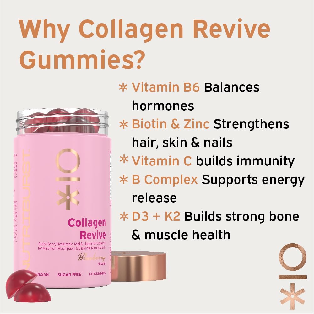 Nutriburst - Vegan Collagen Revive Gummies - Biotin (100µg), Hyaluronic Acid (100mg) + Vitamin C (80mg) Nutriburst buy australia supplements