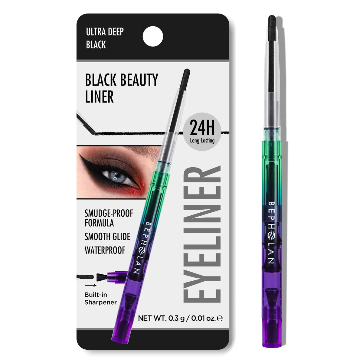 BEPHOLAN Black Gel Eyeliner Pencil Waterproof Long-Lasting Matte Liner BEPHOLAN