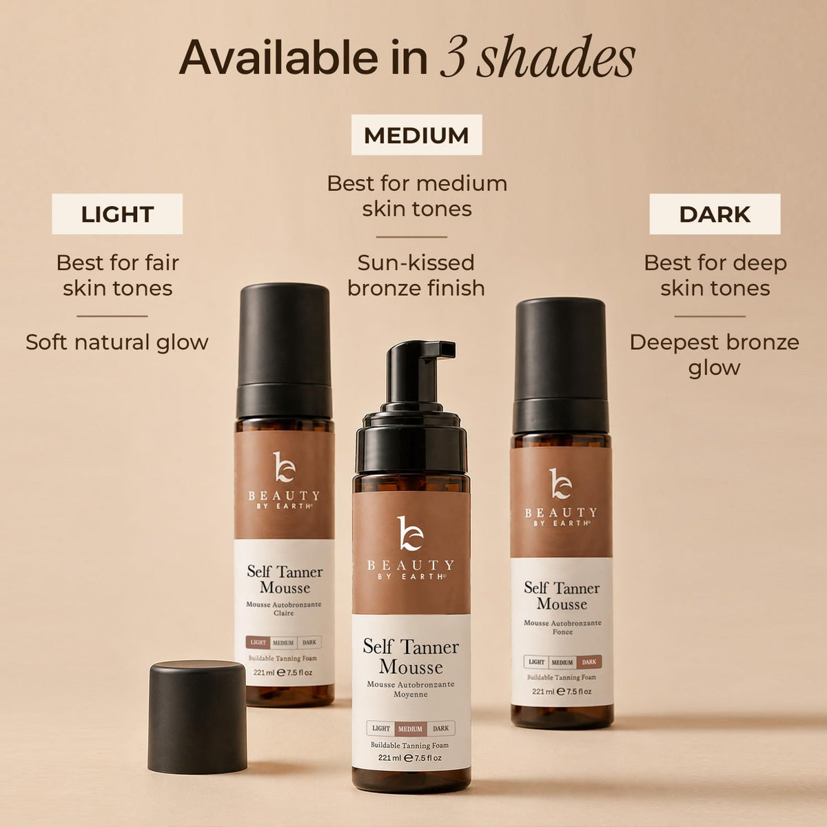 Self Tanner Mousse - USA Made with Natural & Organic Ingredients Beauty by Earth