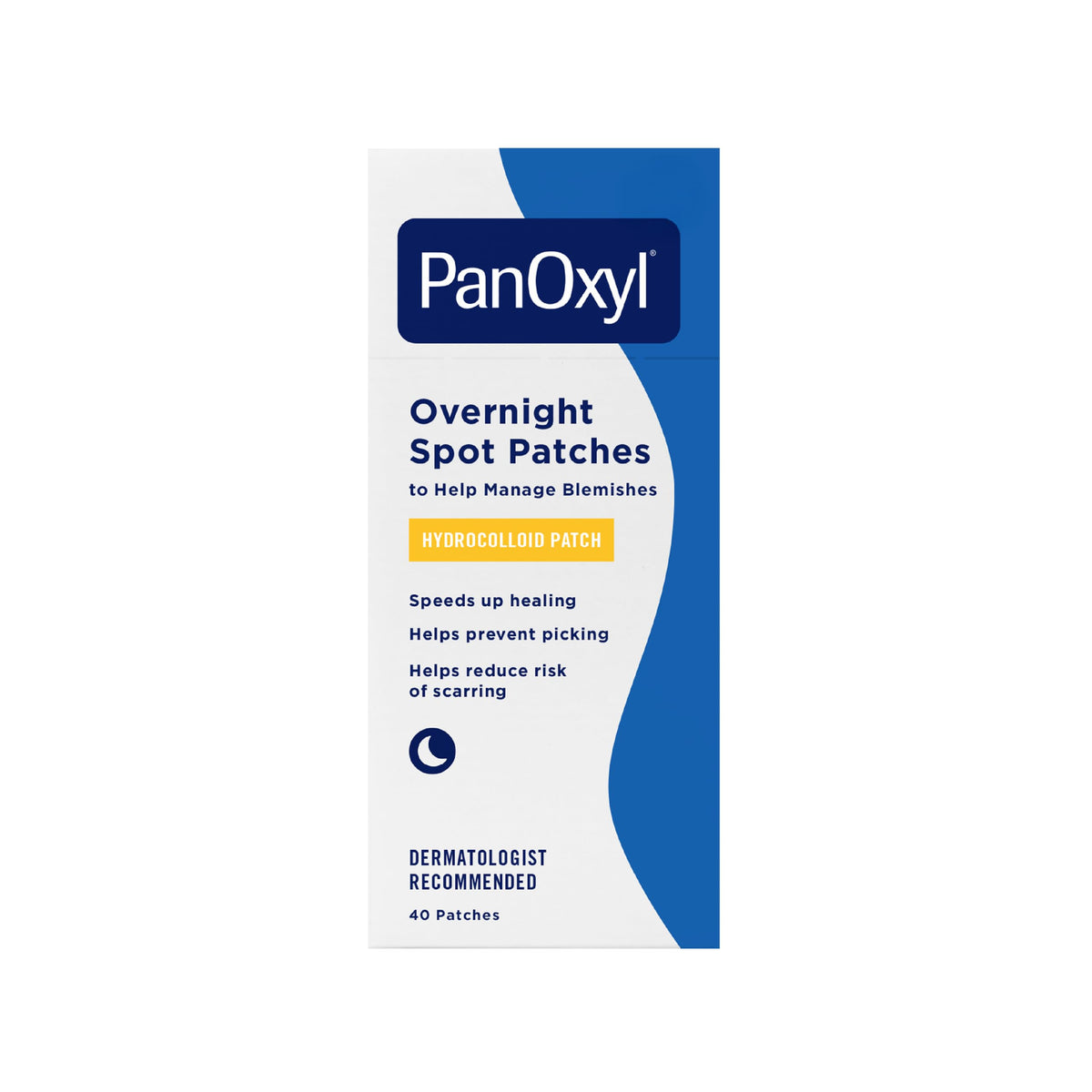 PanOxyl PM Overnight Spot Patches, Advanced Hydrocolloid Healing Technology, Fragrance Free, 40 Count Pack of 1 PanOxyl