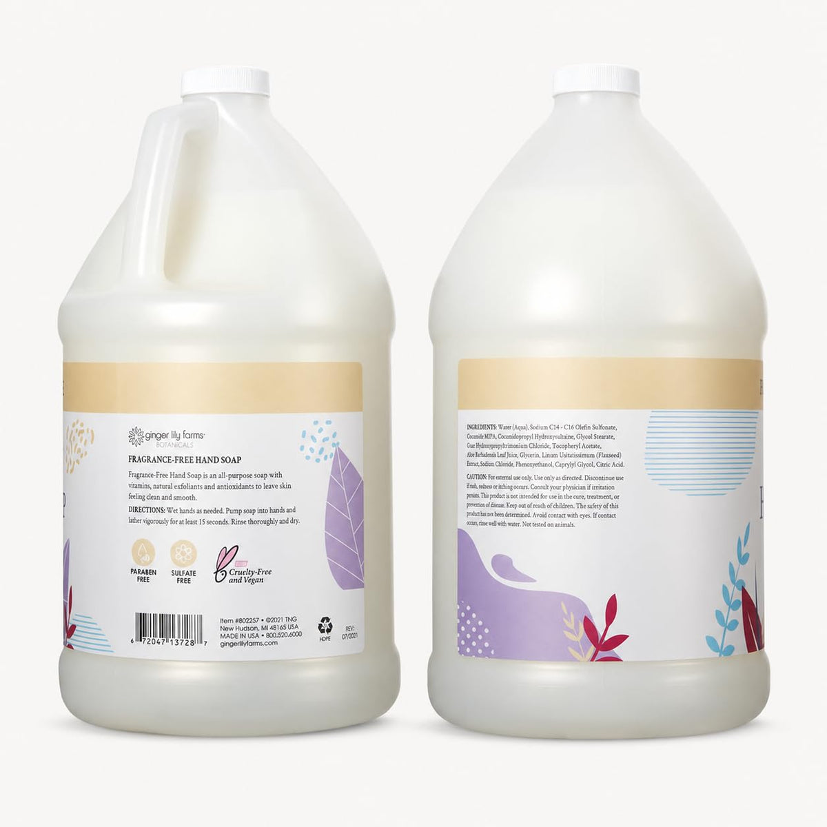 Ginger Lily Farms Botanicals Hand Soap, 128oz, Fragrance Free Ginger Lily Farms
