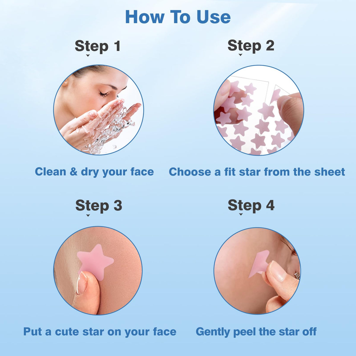 QUSTERE Pimple Patches for Face, Hydrocolloid Acne Patches, Cute Star Zit Covers, Colorful Spot Stickers with Tea Tree, Salicylic Acid & Cica Oil| 3 Sizes (10mm, 12mm & 14mm) |200 Count QUSTERE