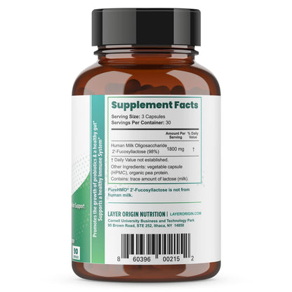 Layer Origin PureHMO Human Milk Oligosaccharide (HMO 2'-FL) Prebiotic Fiber - Feed 180 Billion Probiotics/Serving, 30-Day Supply Layer Origin