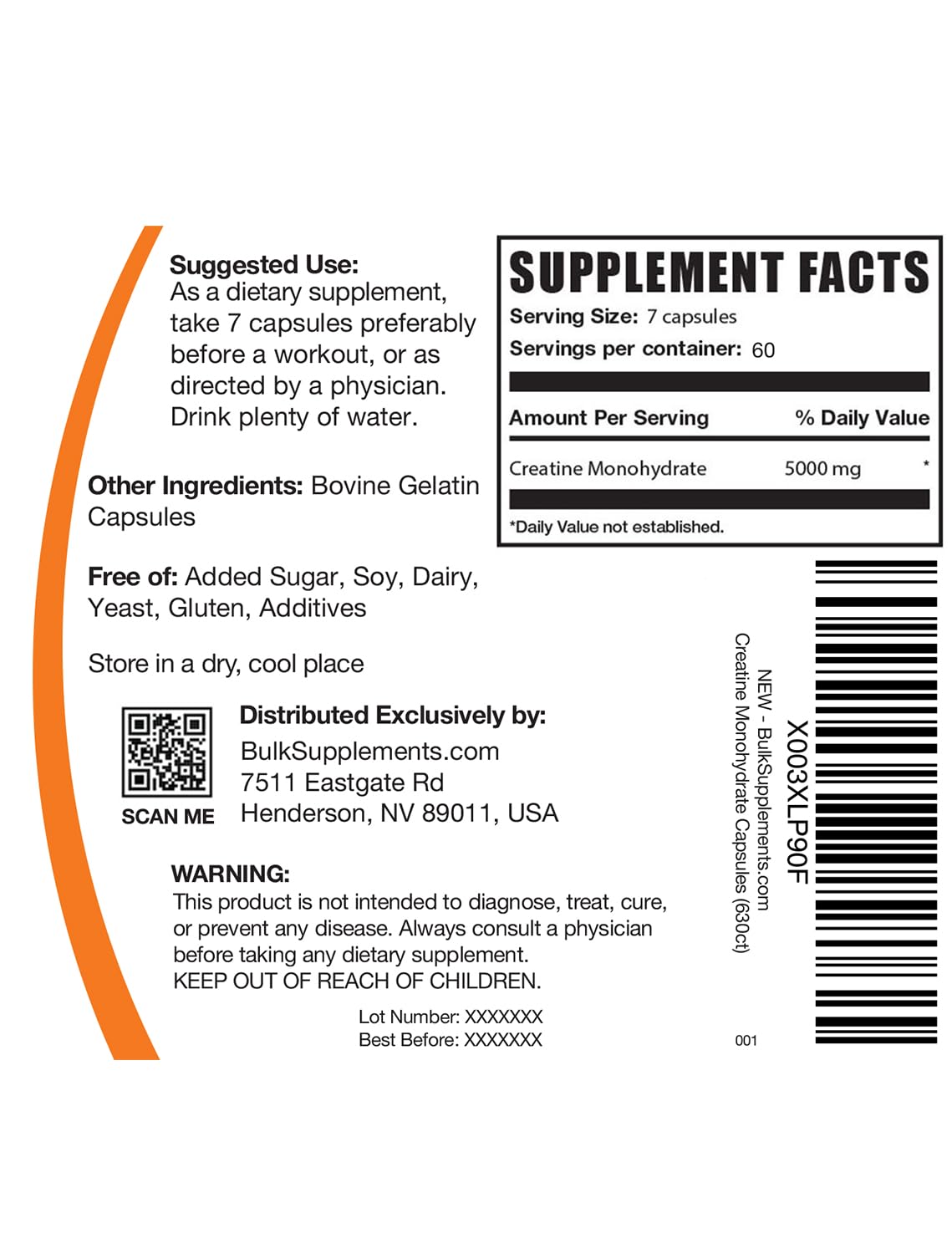 BulkSupplements.com Creatine Monohydrate Capsules - Micronized Creatine Pills - Gluten Free, 7 Capsules per Serving BulkSupplements