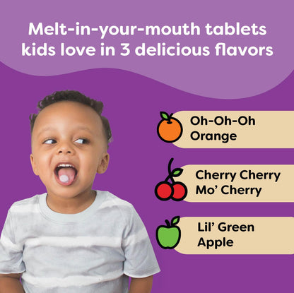 Renzo's Picky Eater Kids Multivitamin with Iron - Dissolvable Kids Vitamins with Iron, Zinc, Vitamin C, Vitamin D, E & K, Sugar-Free Melty Tabs, Cherry Flavor Renzo's