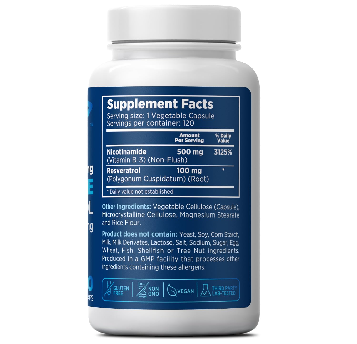 Nicotinamide 500 mg with Resveratrol 100 mg 120 Veggie Capsules - Non-GMO Vitamin B3, Supports Metabolic Health, NAD+, Skin Cell & Mitochondrial Energy Production. Made in USA for Men and Women Prime Formulas buy australia supplements