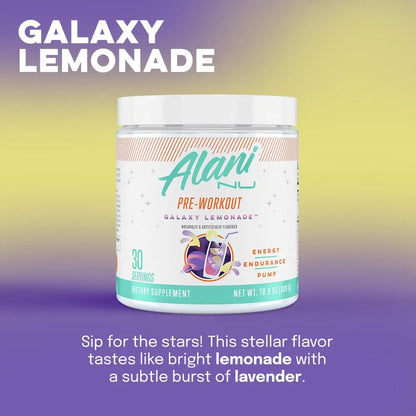 Alani Nu Pre Workout Powder GLAXAY Lemonade, Amino Energy Boost, Endurance Supplement, Sugar Free, 200mg Caffeine, L-Theanine, Beta-Alanine, L-Citrulline, 30 Servings Alani Nu
