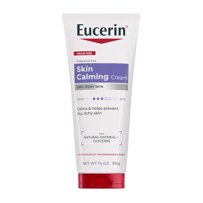 Eucerin Skin Calming Cream - Full Body Lotion for Dry, Itchy Skin, Natural Oatmeal Enriched - 14 oz. Tube Eucerin