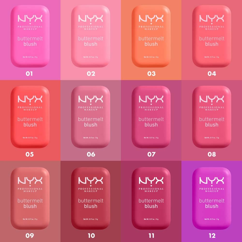 NYX PROFESSIONAL MAKEUP Buttermelt Powder Blush, Fade and Transfer-Resistant Blush, Up to 12HR Make Up Wear, Vegan Formula - For The Butta NYX PROFESSIONAL MAKEUP