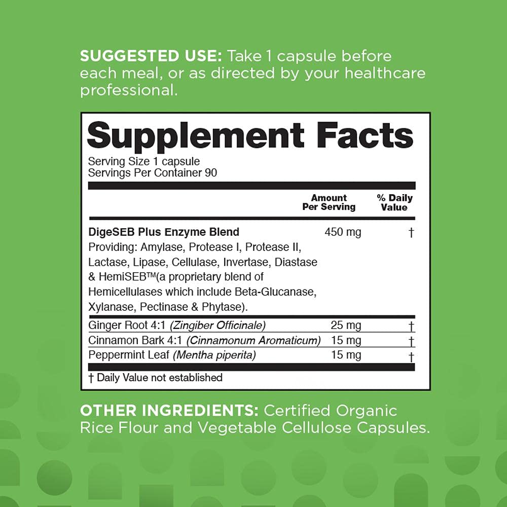 nbpure Vegan Digestive Enzyme Complex – Daily Bloating, Gas, & Food Digestive Support for Women & Men – 12 Enzymes & 3 Herbs – Lactase, Protease, Lipase nbpure