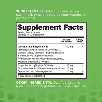 nbpure Vegan Digestive Enzyme Complex – Daily Bloating, Gas, & Food Digestive Support for Women & Men – 12 Enzymes & 3 Herbs – Lactase, Protease, Lipase nbpure