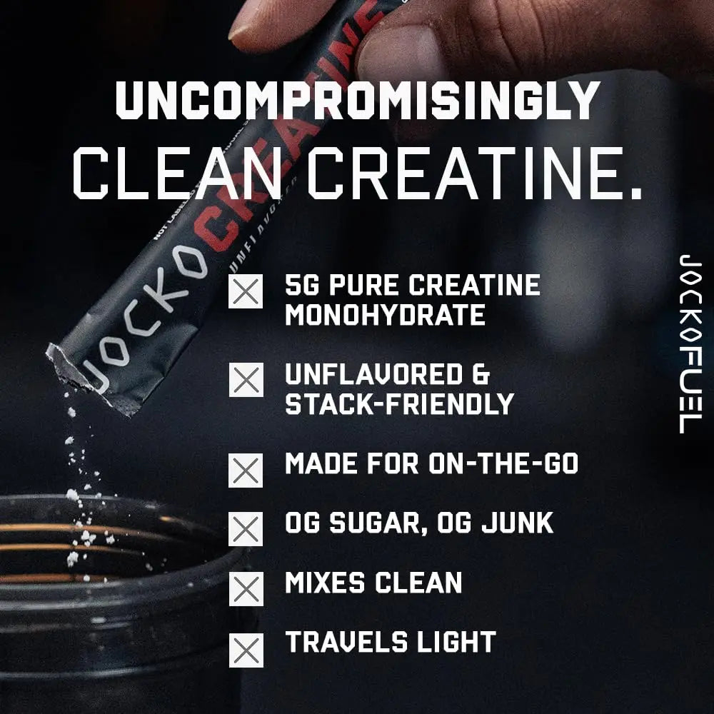Jocko Fuel Creatine Monohydrate Stick Packs - Pure Micronized Travel Size Powders for Men & Women, Supports Muscle Growth, Strength, Recovery & Cognition, Jocko Fuel