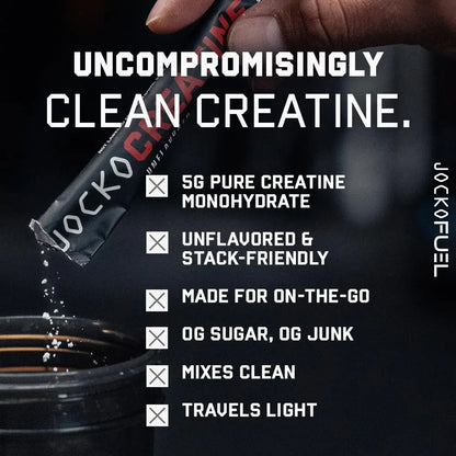 Jocko Fuel Creatine Monohydrate Stick Packs - Pure Micronized Travel Size Powders for Men & Women, Supports Muscle Growth, Strength, Recovery & Cognition, Jocko Fuel