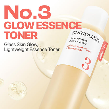 numbuzin No.3 Super Glowing Essence Toner, Fermented Toner for Skin Glow & Texture, Bifida, Niacinamide, Hydrating numbuzin