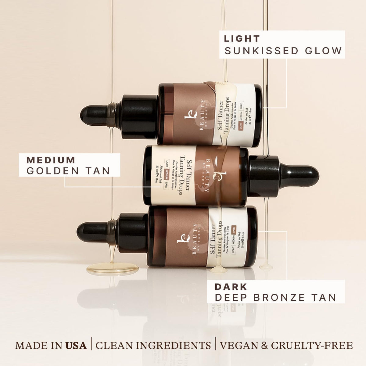 Self Tanning Drops - USA Made with Natural & Organic Ingredients Beauty by Earth