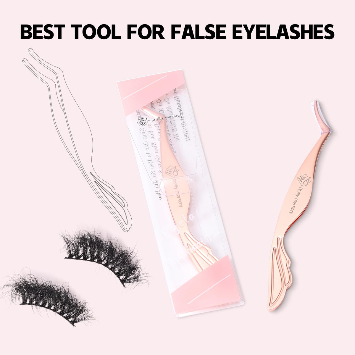 Pretty memory Eyelash Applicator Tool Stainless Steel Lash Tweezers Pretty memory
