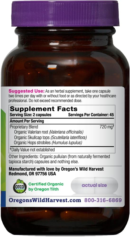 Oregon's Wild Harvest Muscle Relax Organic Herbal Supplement Vegan Capsules with Valerian, Hops and Skullcap - 90 Count Gsupps Australia