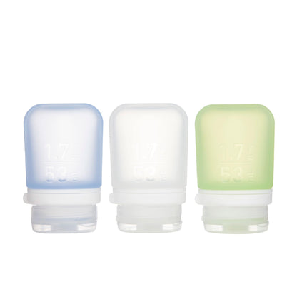 humangear GoToob+ 3-Pack, Large (3.4 fl oz), Clear/Purple/Teal | Refillable & Leak-Proof Silicone Travel Size Bottles with Locking Cap for Toiletries, Camping & TSA Carry-On Gsupps Australia
