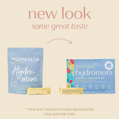 Boobie Hydromom Superfood Electrolyte Drink Mix, Blue Raspberry Lemonade | Refreshing Energy & Hydration Boost for Mamas | On-The-Go & Travel Essentials for Pregnancy, Boobie Brands