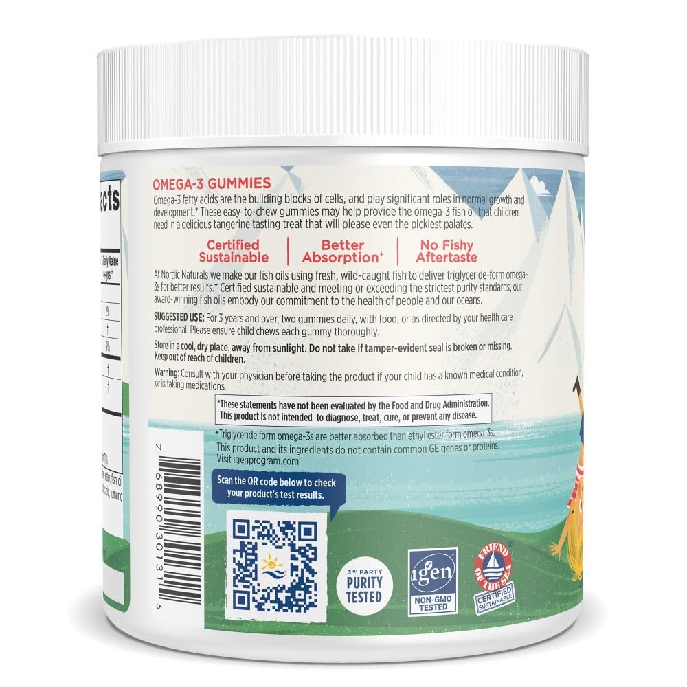 Nordic Naturals Nordic Omega-3 Gummies, Tangerine - 120 Gummies - 82 mg Total Omega-3s with EPA & DHA - Non-GMO - 60 Servings Nordic Naturals buy australia supplements