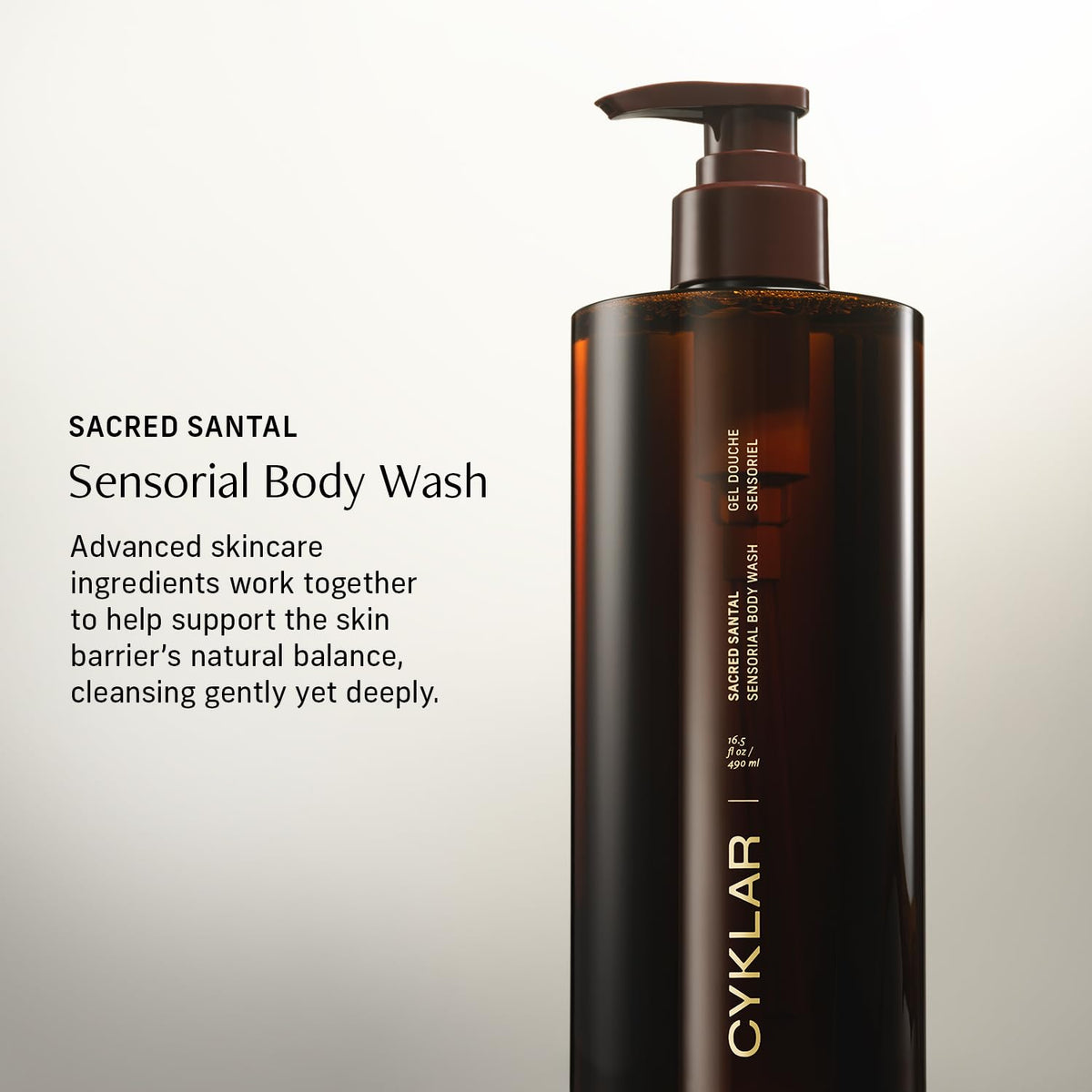 CYKLAR Sensorial Multi-Oil Body Wash Cleanser, Sacred Santal 16.5 Fl Oz CYKLAR