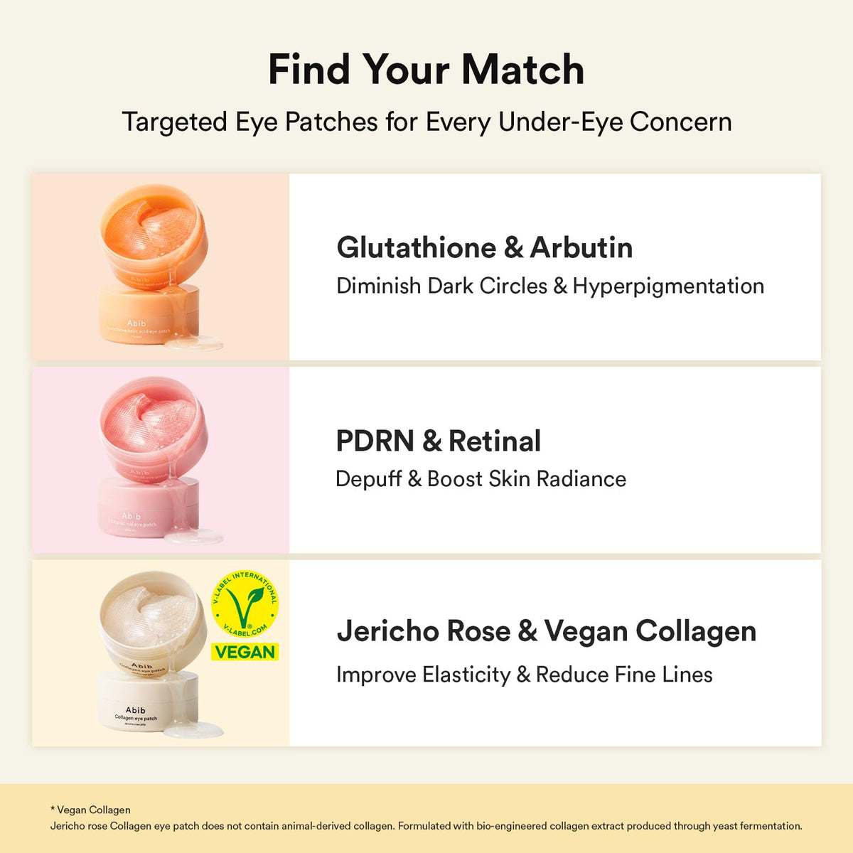Abib Vegan Collagen Eye Patches for Wrinkles & Fine Line with Jericho Rose Jelly & Peptides, 60 Count, Korean Skin Care abib